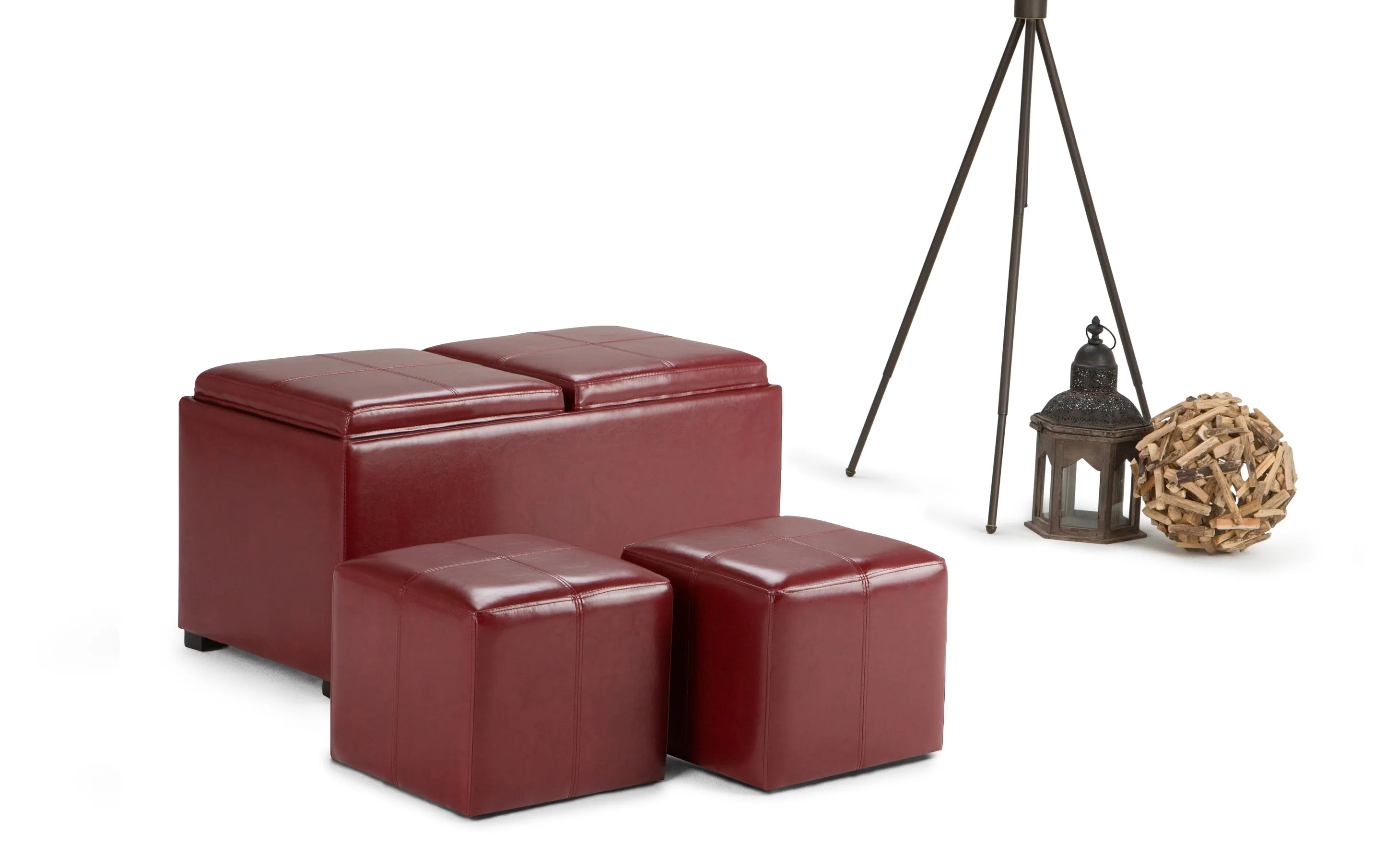 Avalon 5 Pc Storage Ottoman in Vegan Leather