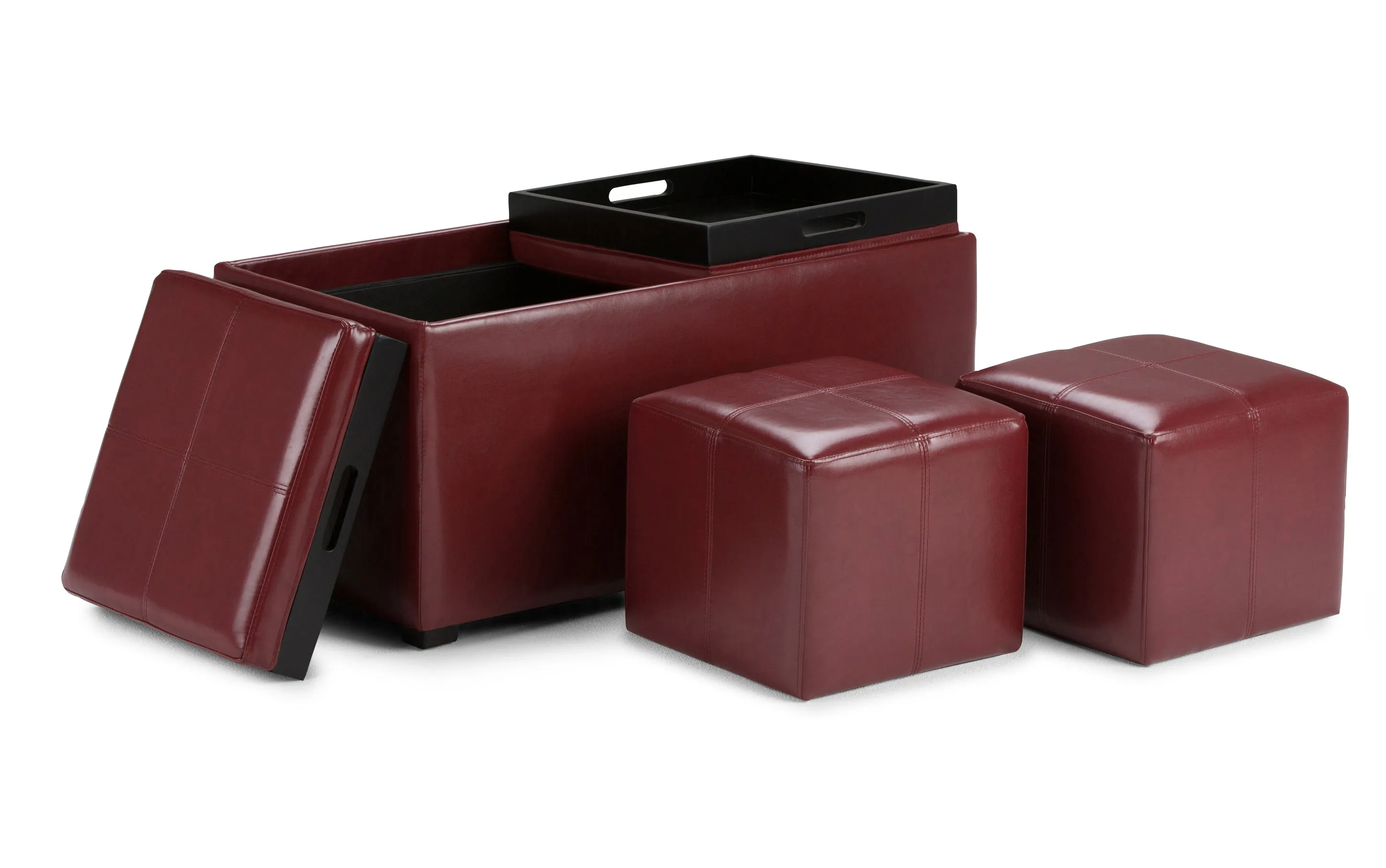 Avalon 5 Pc Storage Ottoman in Vegan Leather