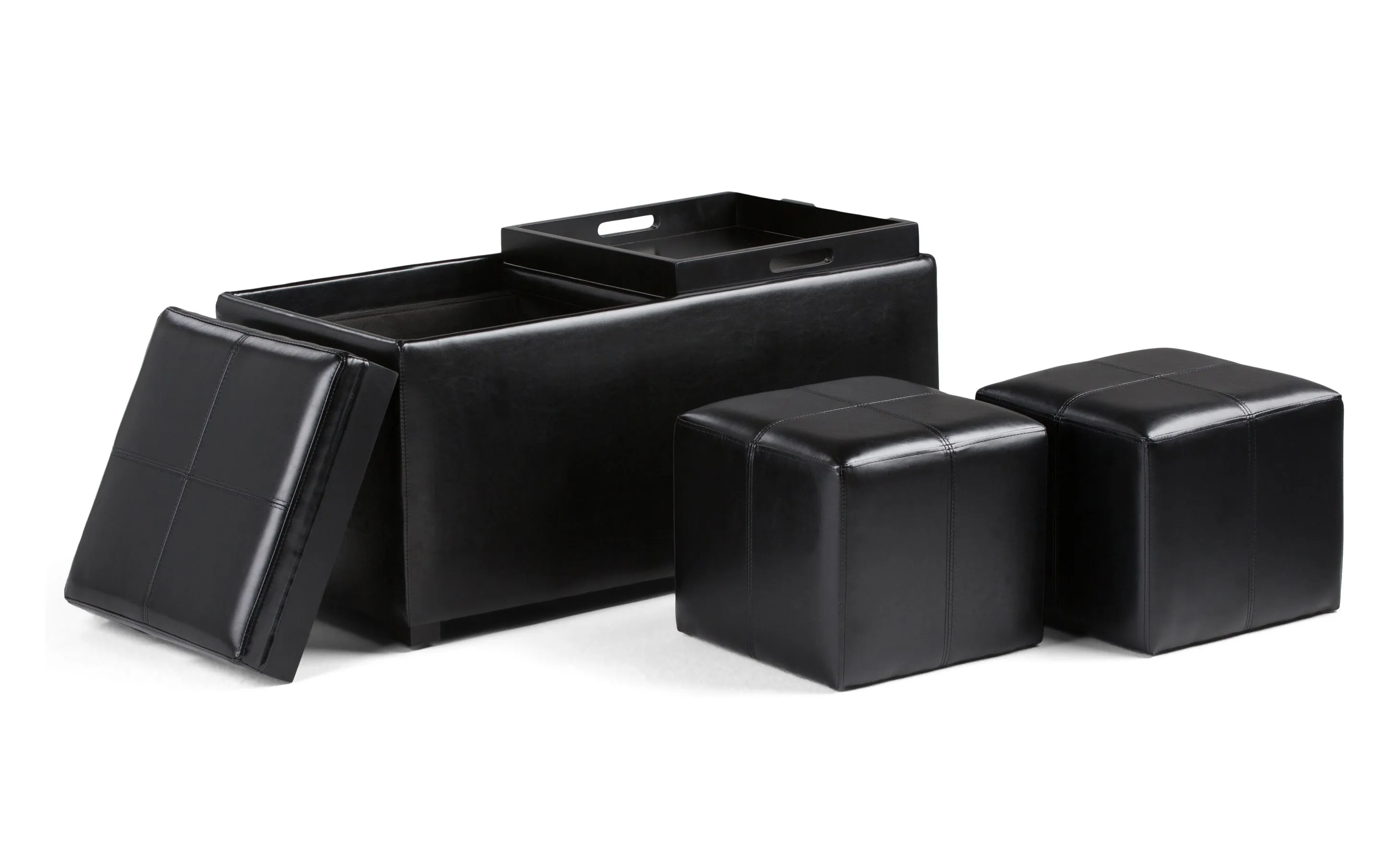 Avalon 5 Pc Storage Ottoman in Vegan Leather