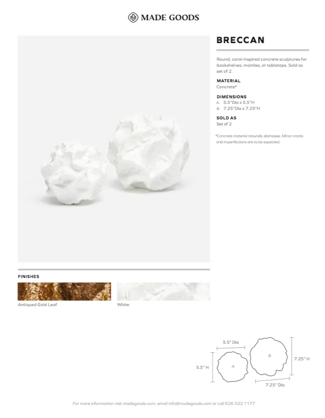 Breccan Sculpture Set White Concrete