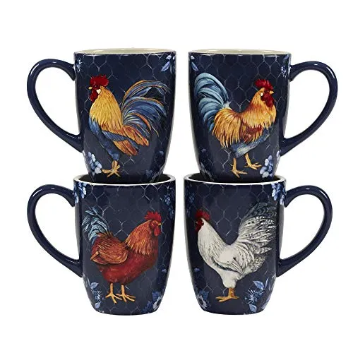 Certified International Indigo Rooster 16 pc Dinnerware Set, Service for 4, Multicolor