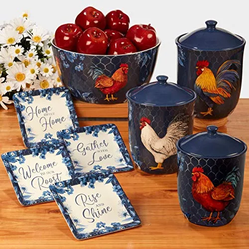 Certified International Indigo Rooster 16 pc Dinnerware Set, Service for 4, Multicolor