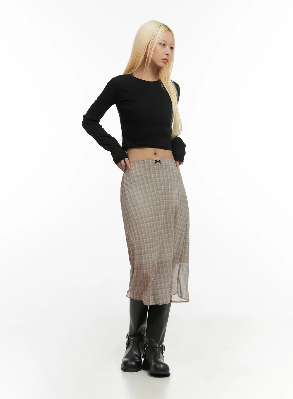 Checkered Charm Midi Skirt CO414