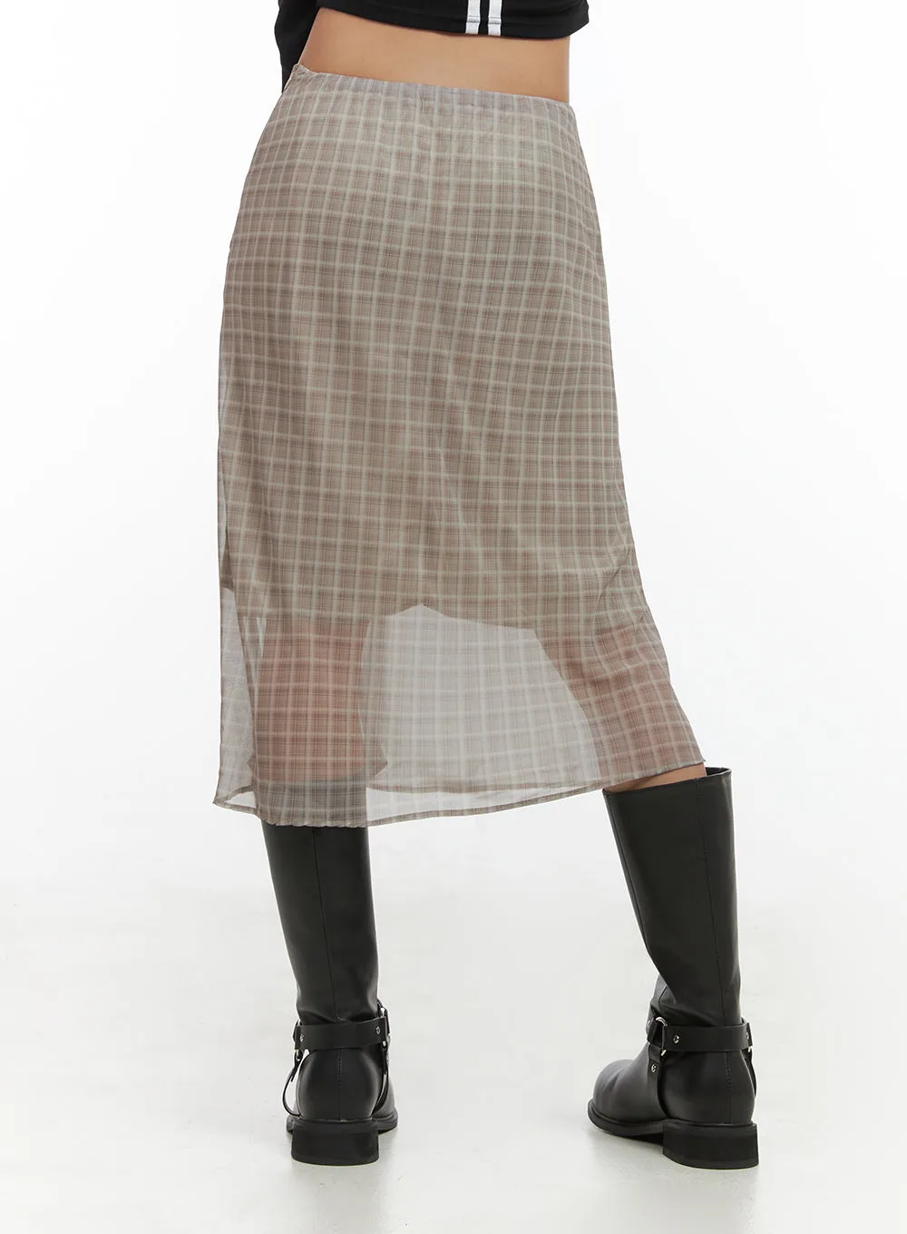 Checkered Charm Midi Skirt CO414