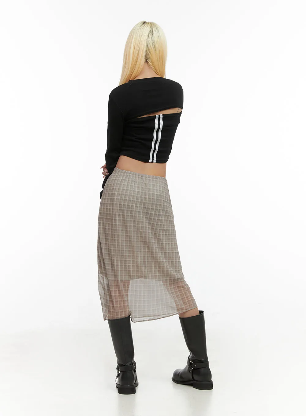 Checkered Charm Midi Skirt CO414