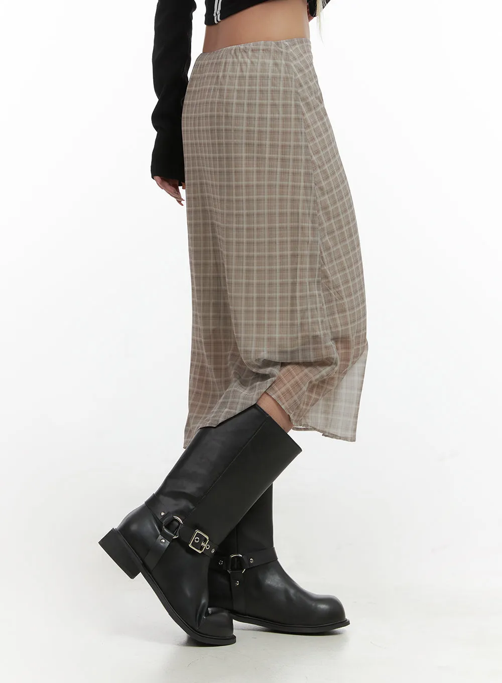 Checkered Charm Midi Skirt CO414