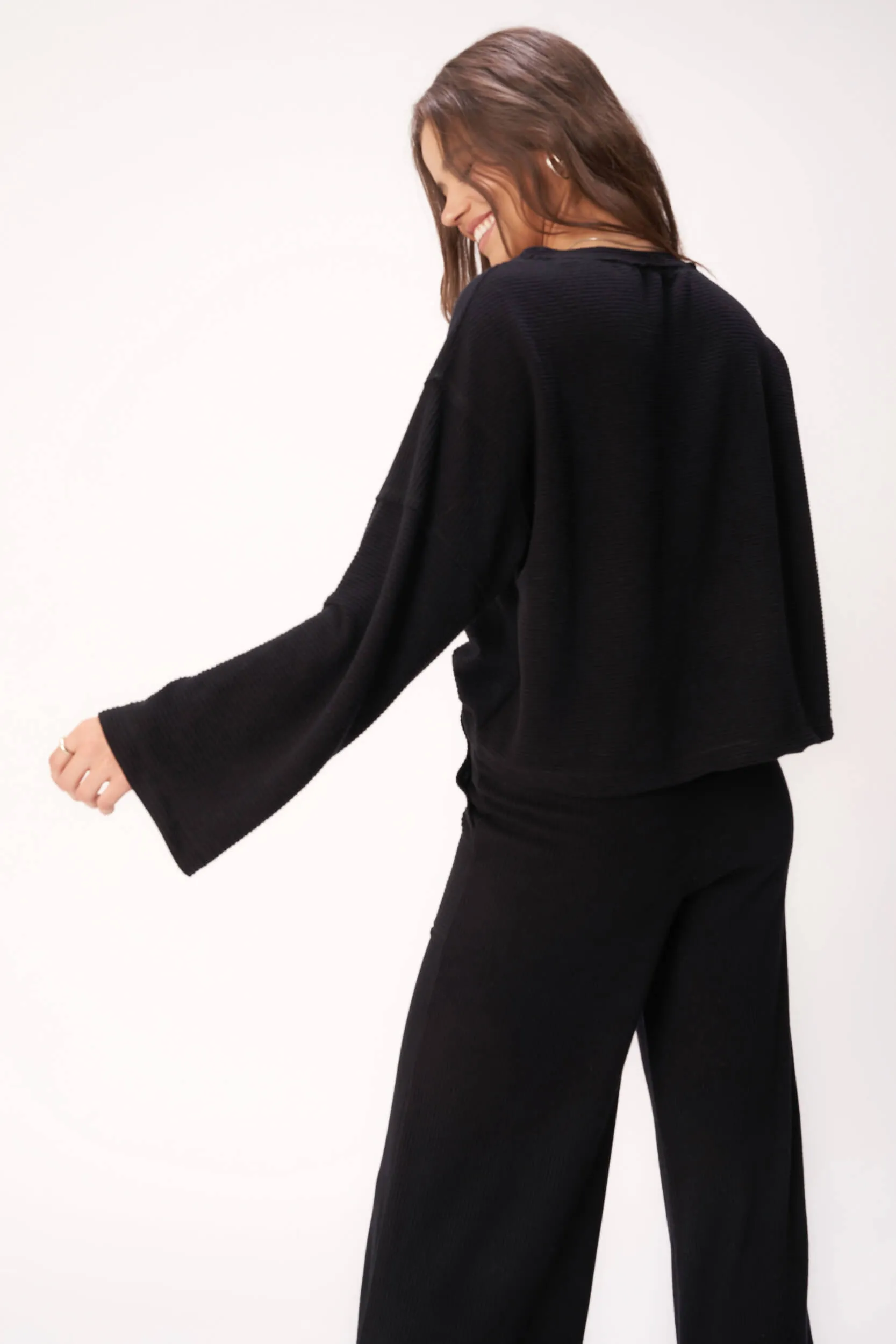 Essential Cozy Rib Top - Black