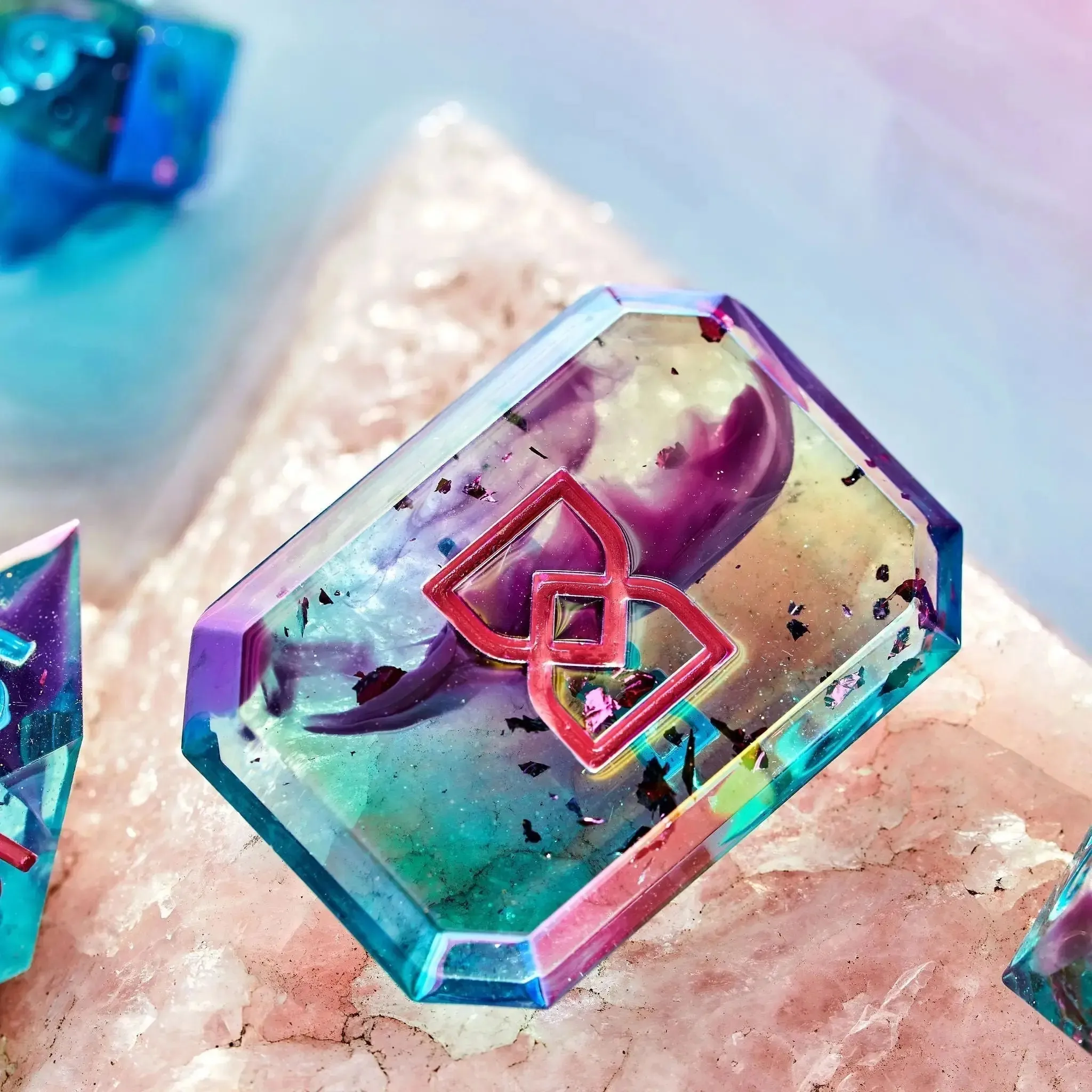 Fluorite Float 7-Piece Jewel Shape Dice Set