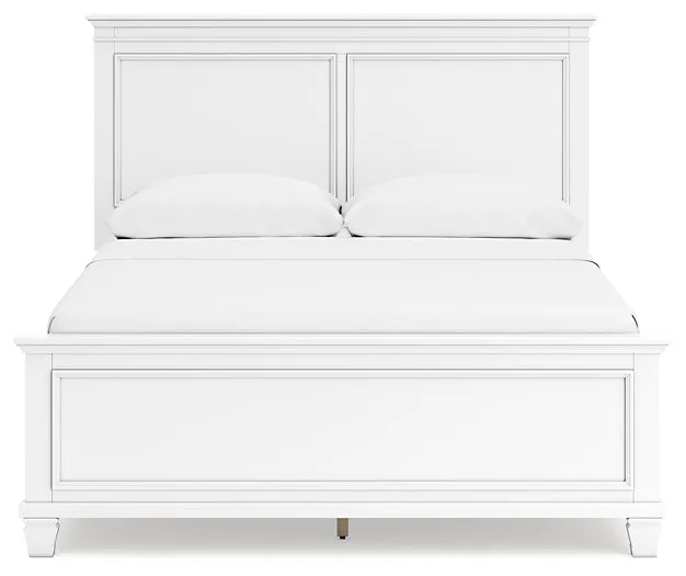 Fortman Queen Panel Bed with Mirrored Dresser and Nightstand