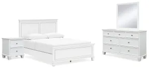 Fortman Queen Panel Bed with Mirrored Dresser and Nightstand