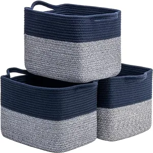 Goodpick Blue Shelf Woven Storage Basket Set of 3