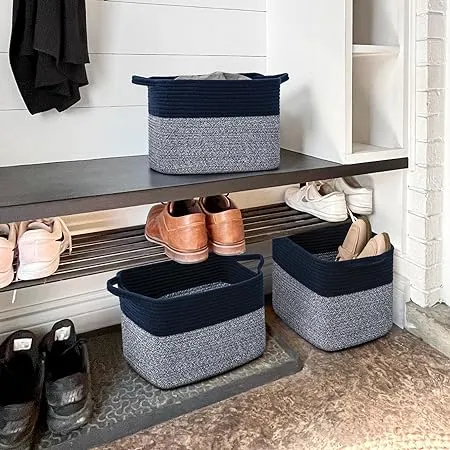 Goodpick Blue Shelf Woven Storage Basket Set of 3