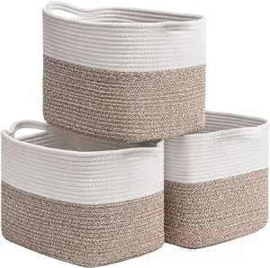 Goodpick Brown Shelf Woven Storage Basket Set of 3