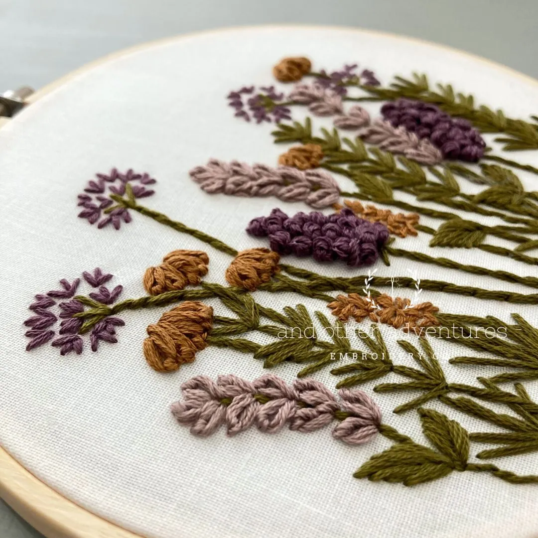 Hand Embroidery KIT - Meadow in Plum