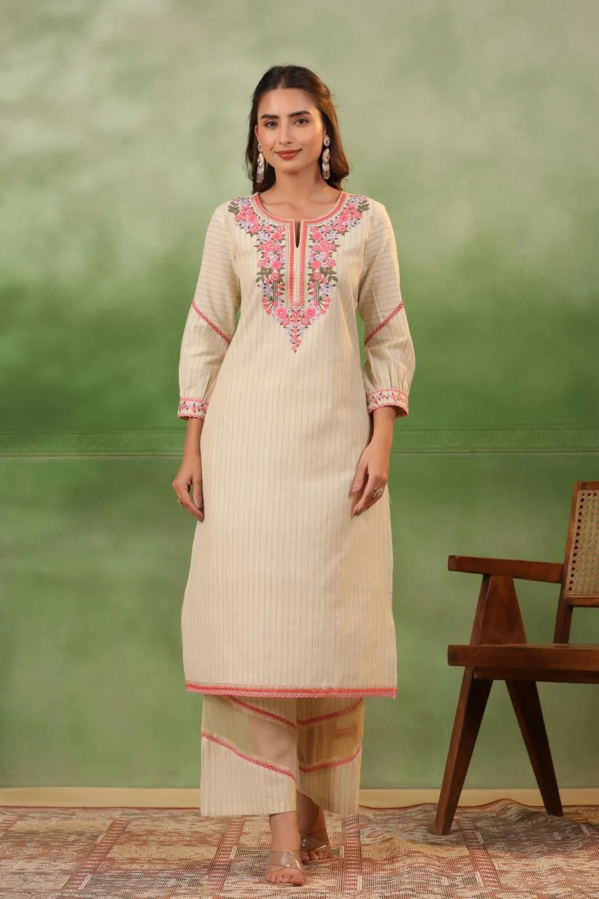 Jeena Sober Embroidery Cotton Suit Set