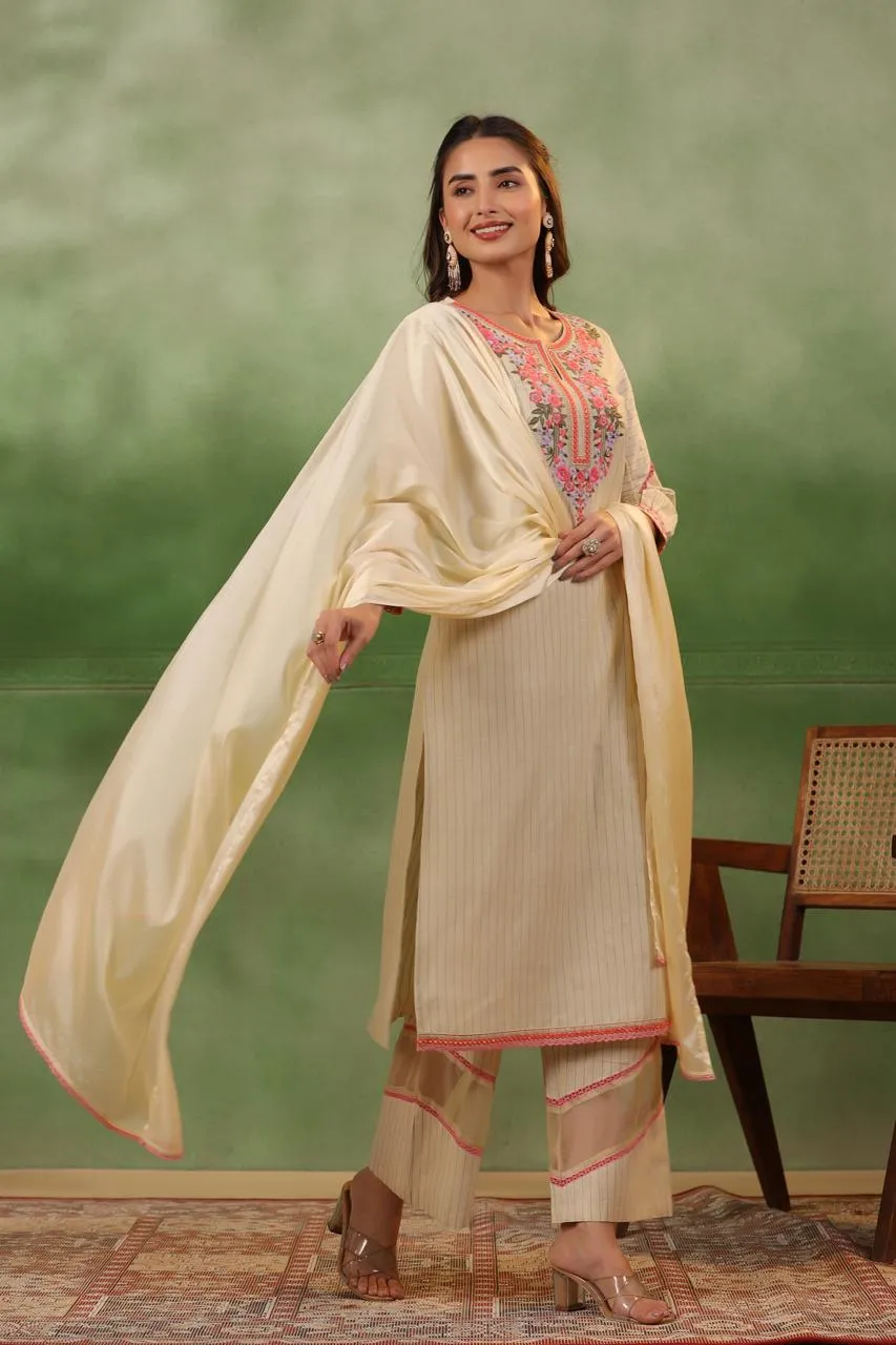 Jeena Sober Embroidery Cotton Suit Set