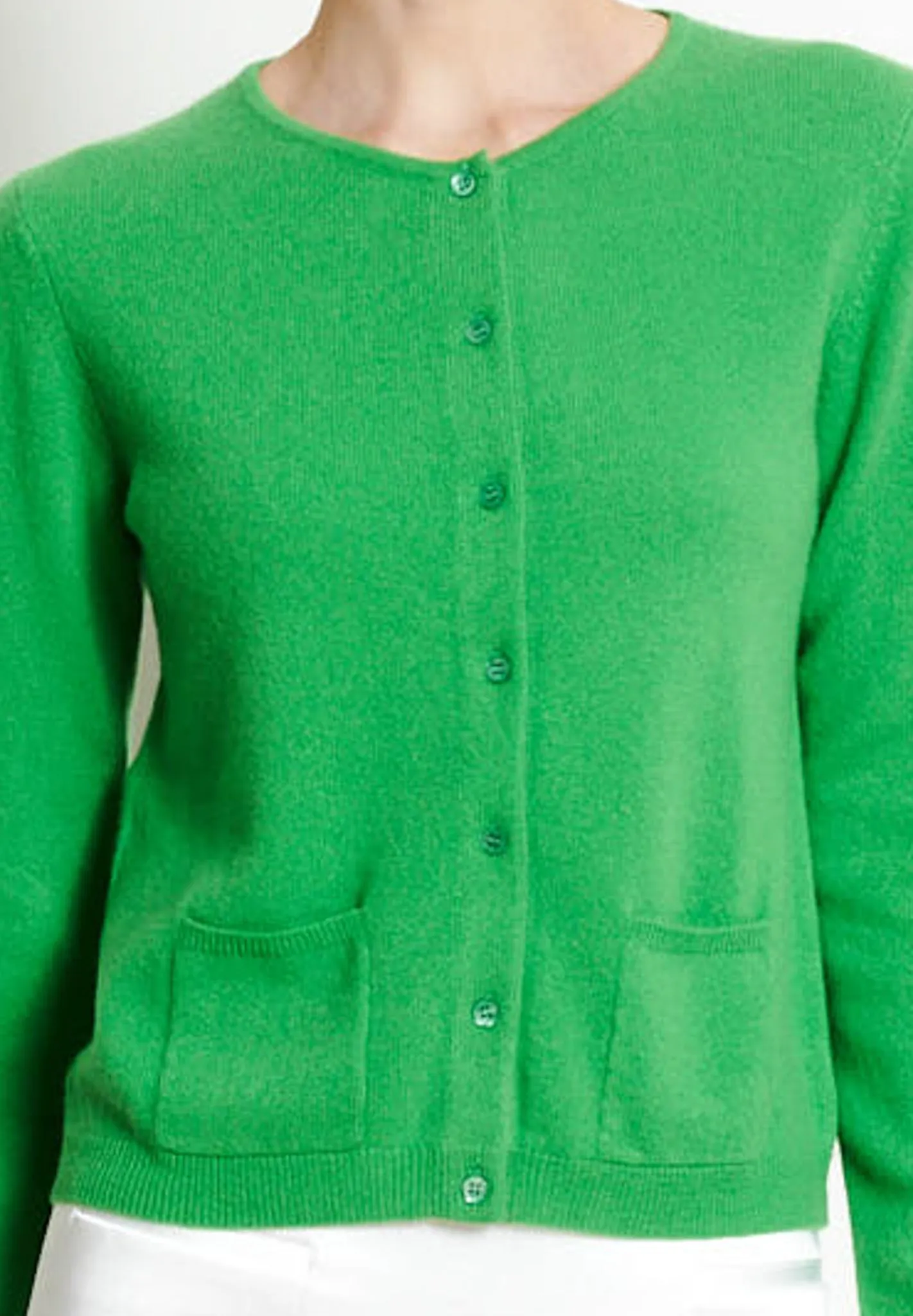 LILLY 4 Cardigan col rond en cachemire cintré vert pomme