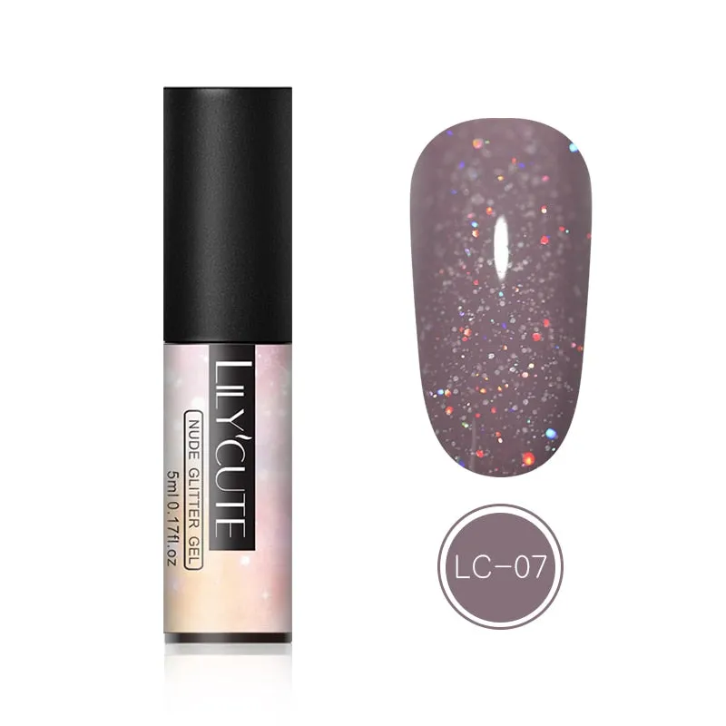 LILYCUTE 5ml Color UV Gel Holographic Glitter Sequins Semi Permanent Soak Off Nail Art Gel Polish Varnish Manicure Design