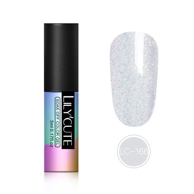 LILYCUTE 5ml Color UV Gel Holographic Glitter Sequins Semi Permanent Soak Off Nail Art Gel Polish Varnish Manicure Design