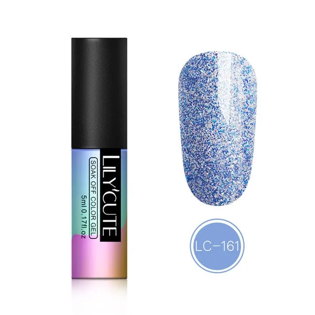 LILYCUTE 5ml Color UV Gel Holographic Glitter Sequins Semi Permanent Soak Off Nail Art Gel Polish Varnish Manicure Design