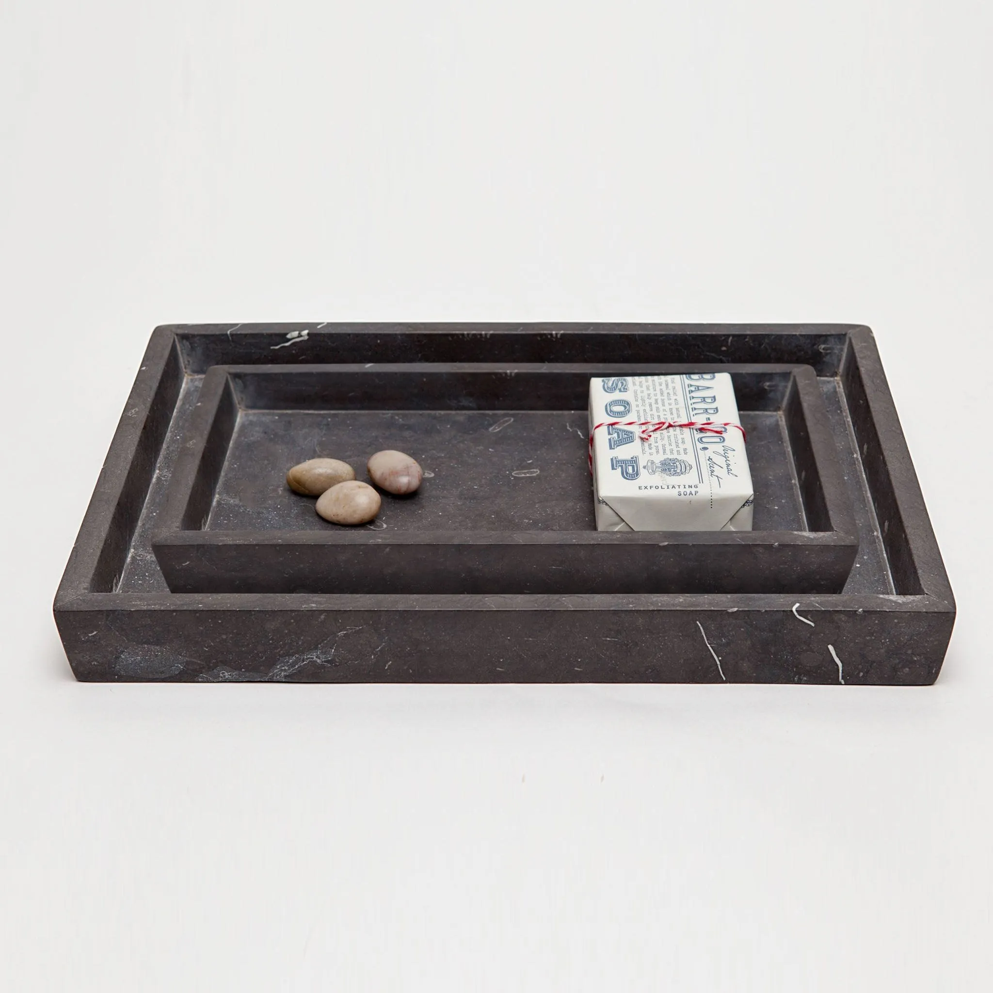 Luxor Tray Set Black Matte Marble