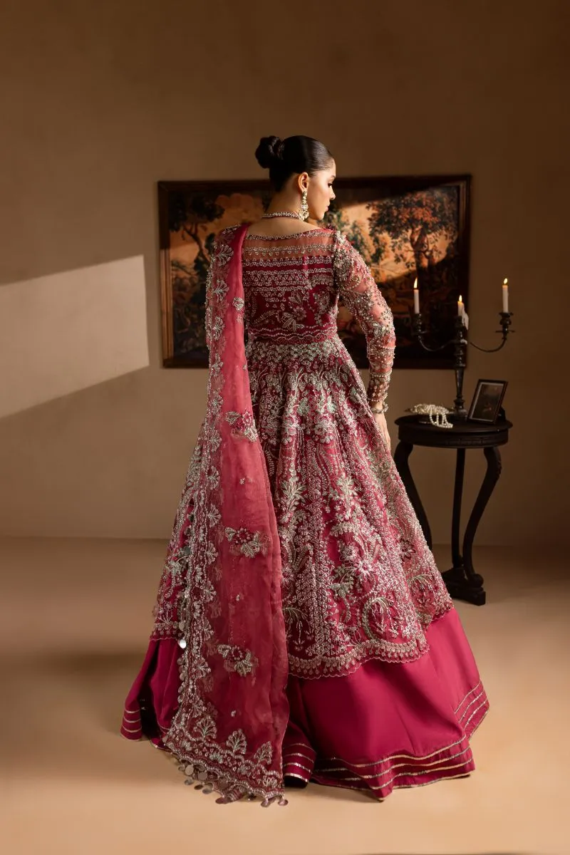 Maria Osama Khan - Nayab - FROCK & LEHNGA - MAGENTA - ORGANZA & PK RAWSILK - 3 Piece