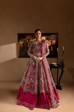 Maria Osama Khan - Nayab - FROCK & LEHNGA - MAGENTA - ORGANZA & PK RAWSILK - 3 Piece