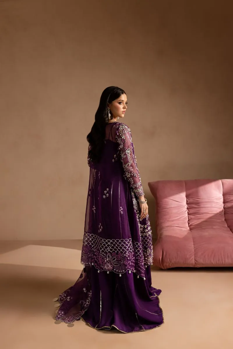 Maria Osama Khan - Sheesham - ANGRAKHA & SHARARA - VIOLET - ORGANZA & PK RAWSILK - 4 Piece