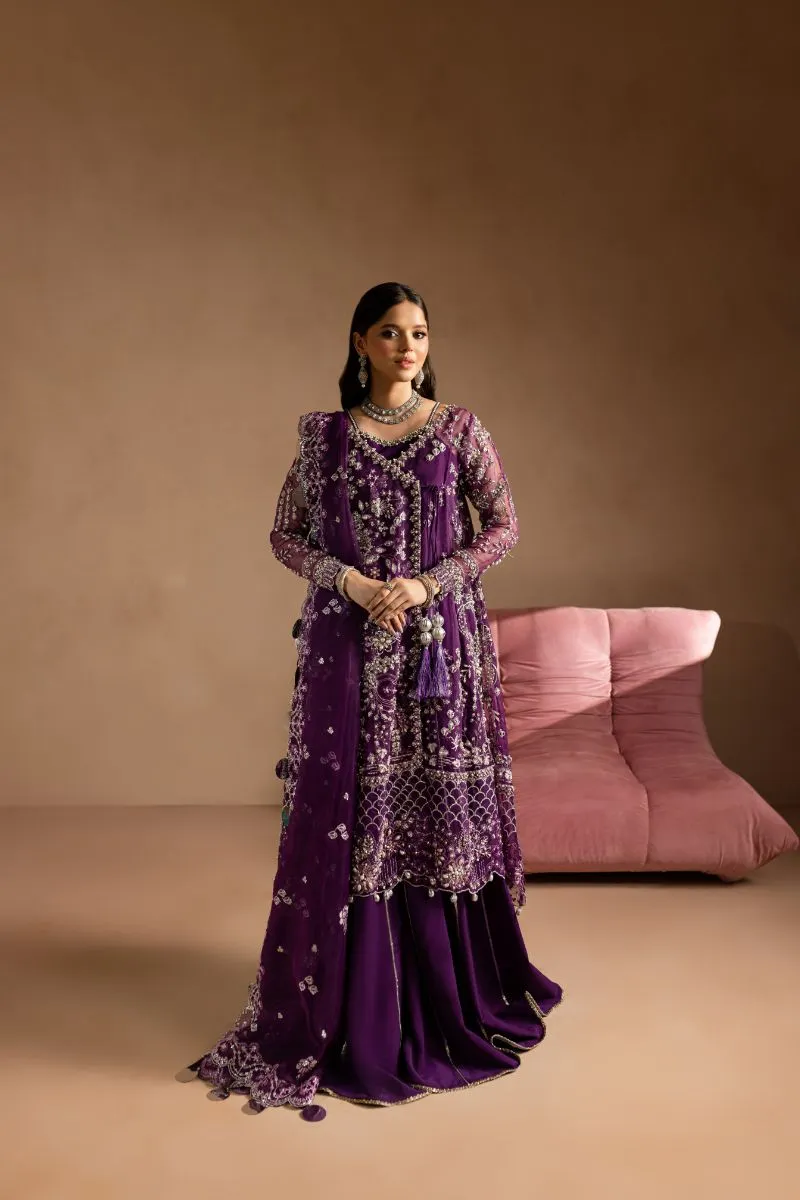 Maria Osama Khan - Sheesham - ANGRAKHA & SHARARA - VIOLET - ORGANZA & PK RAWSILK - 4 Piece