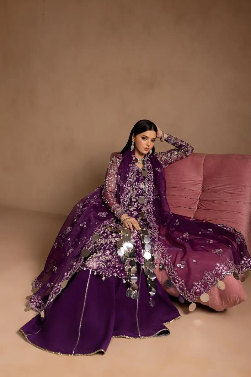 Maria Osama Khan - Sheesham - ANGRAKHA & SHARARA - VIOLET - ORGANZA & PK RAWSILK - 4 Piece