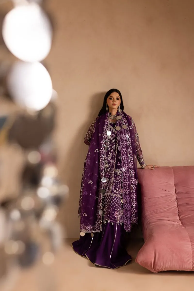 Maria Osama Khan - Sheesham - ANGRAKHA & SHARARA - VIOLET - ORGANZA & PK RAWSILK - 4 Piece