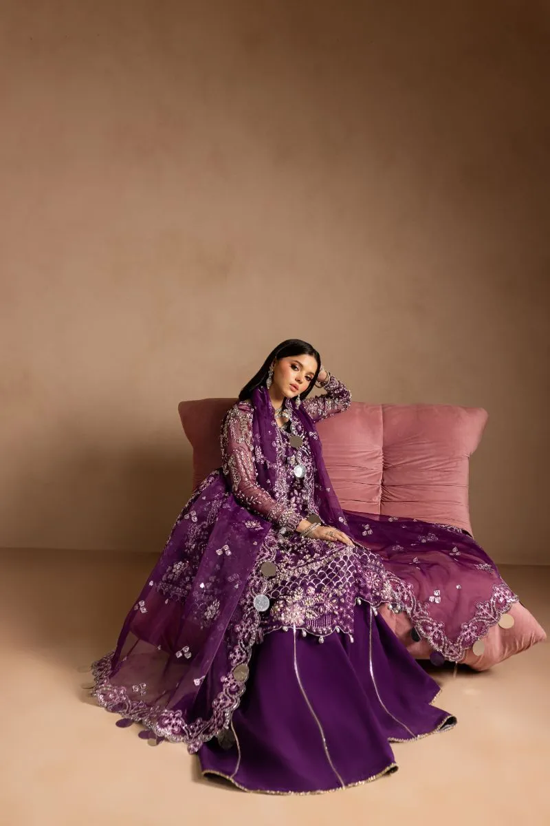 Maria Osama Khan - Sheesham - ANGRAKHA & SHARARA - VIOLET - ORGANZA & PK RAWSILK - 4 Piece