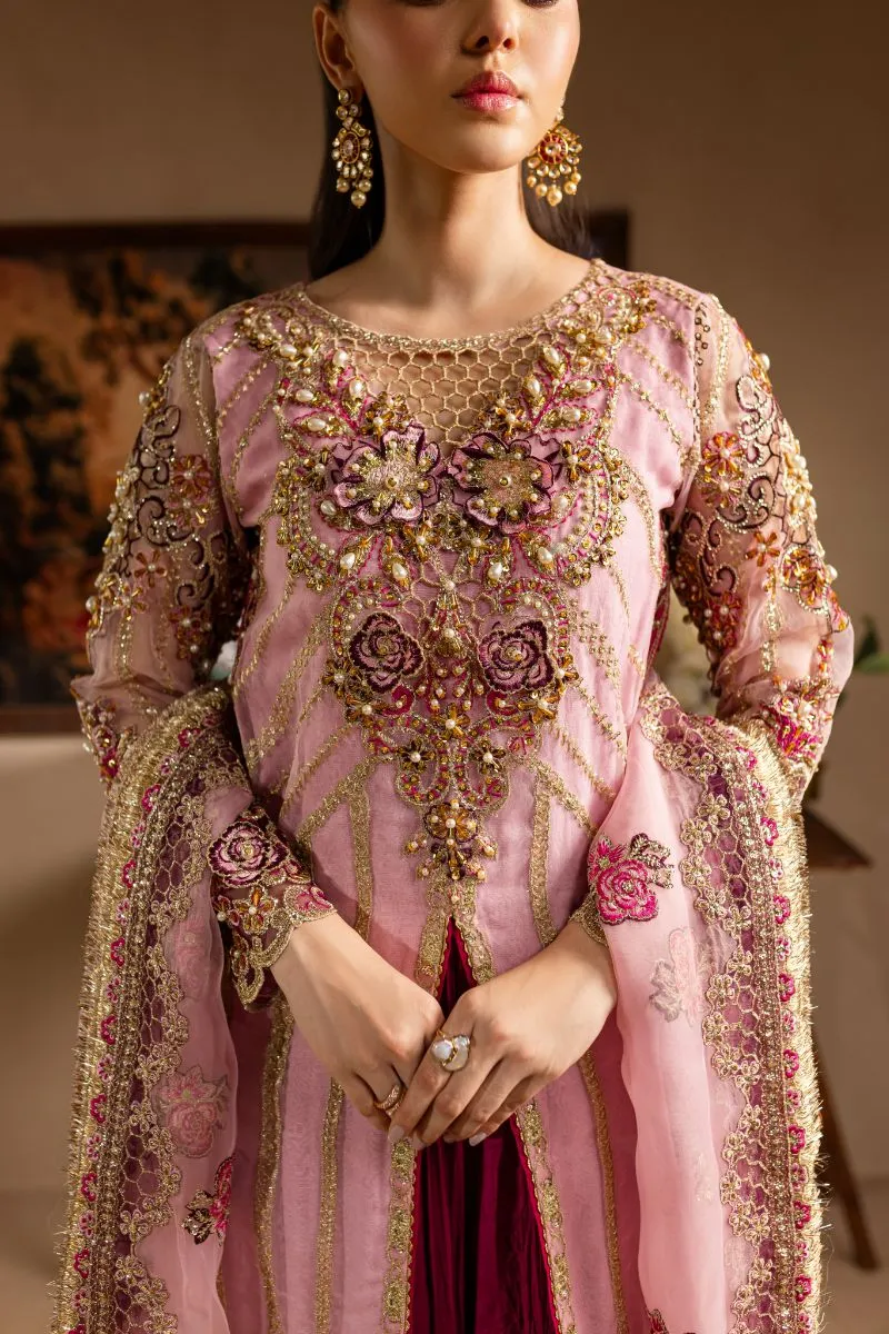 Maria Osama Khan - Zarmina - SHIRT & SHARARA - PINK - ORGANZA & PK RAWSILK - 3 Piece