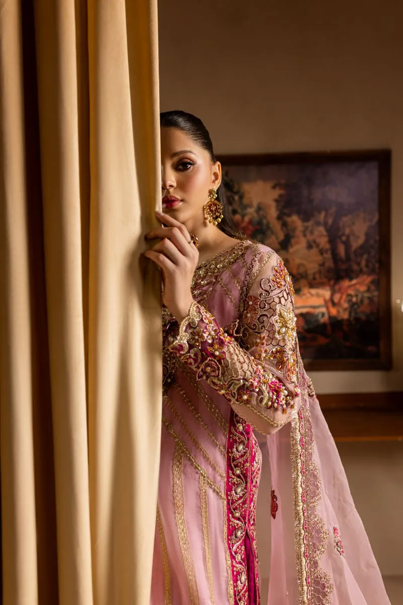 Maria Osama Khan - Zarmina - SHIRT & SHARARA - PINK - ORGANZA & PK RAWSILK - 3 Piece