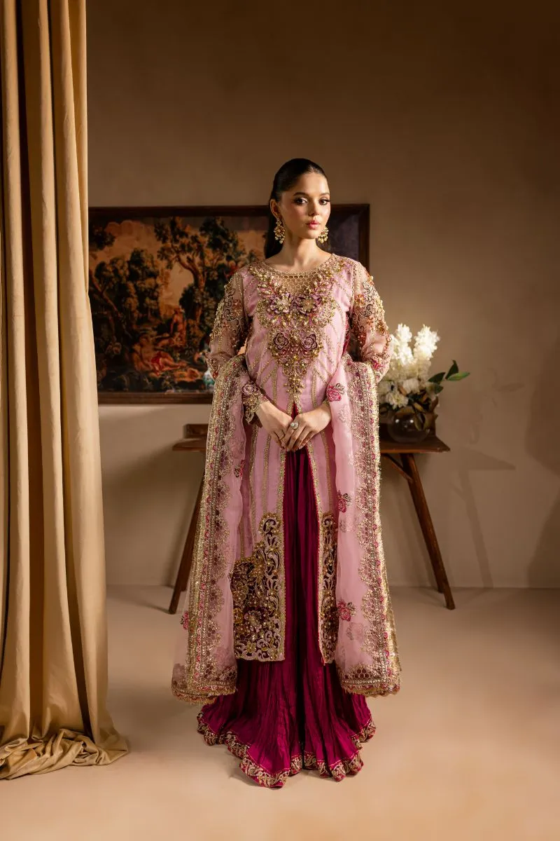 Maria Osama Khan - Zarmina - SHIRT & SHARARA - PINK - ORGANZA & PK RAWSILK - 3 Piece