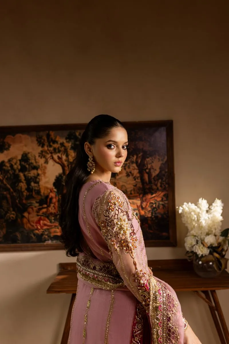 Maria Osama Khan - Zarmina - SHIRT & SHARARA - PINK - ORGANZA & PK RAWSILK - 3 Piece