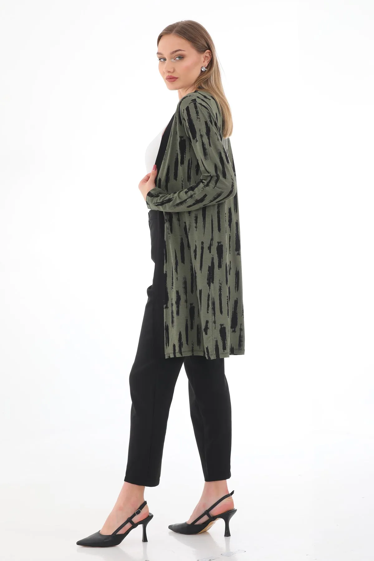 N&C 52206 Cardigan Green&Black