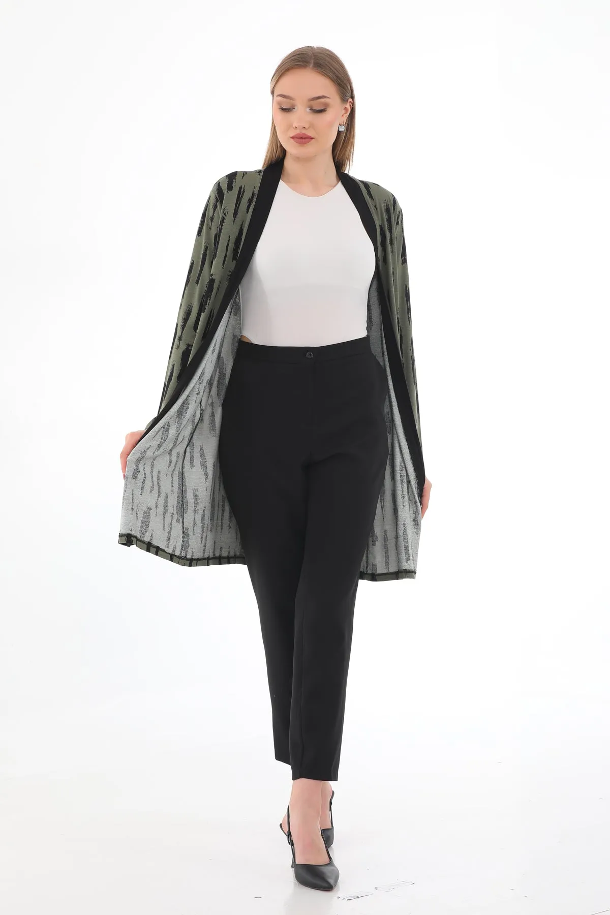 N&C 52206 Cardigan Green&Black