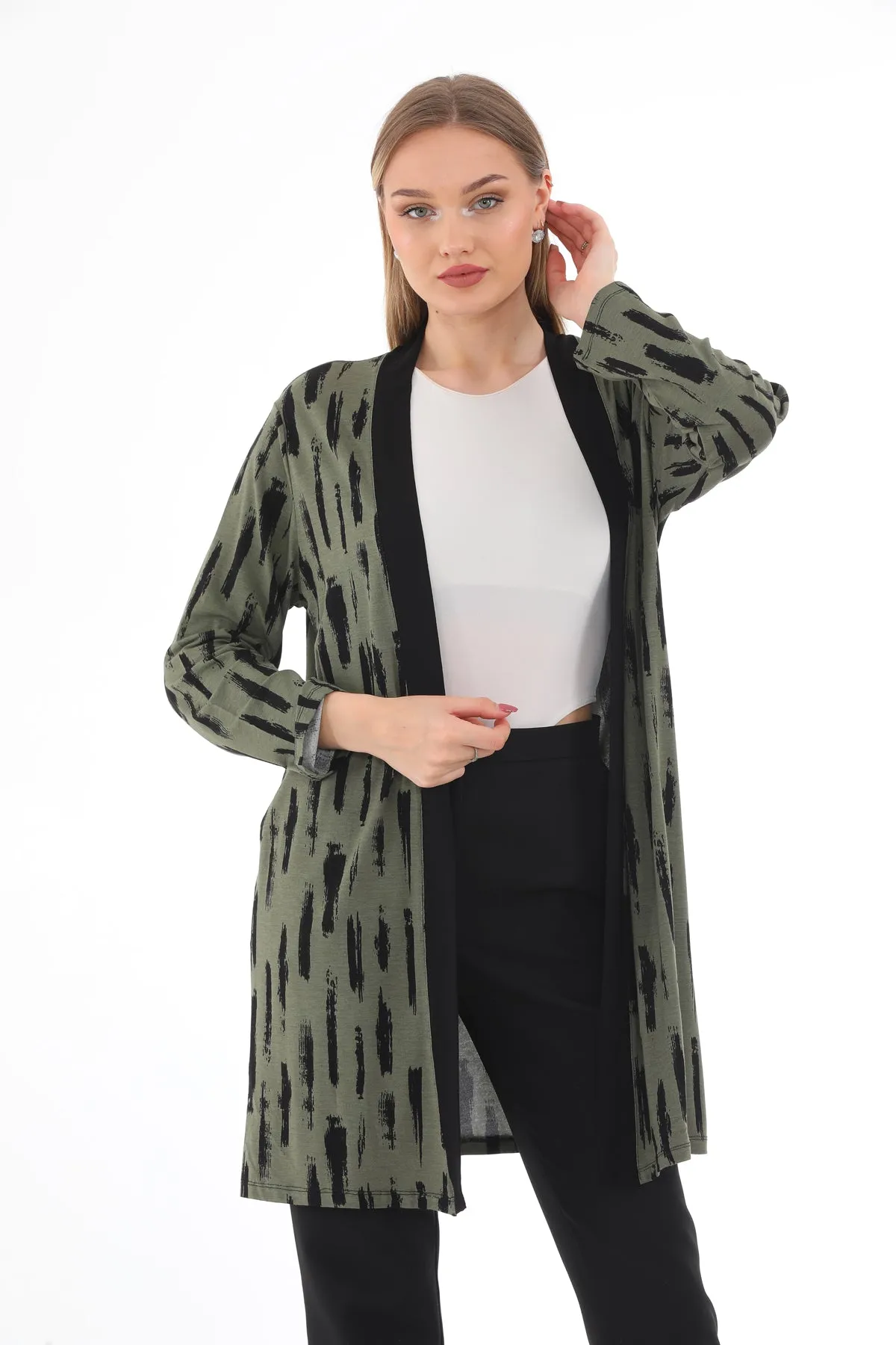 N&C 52206 Cardigan Green&Black