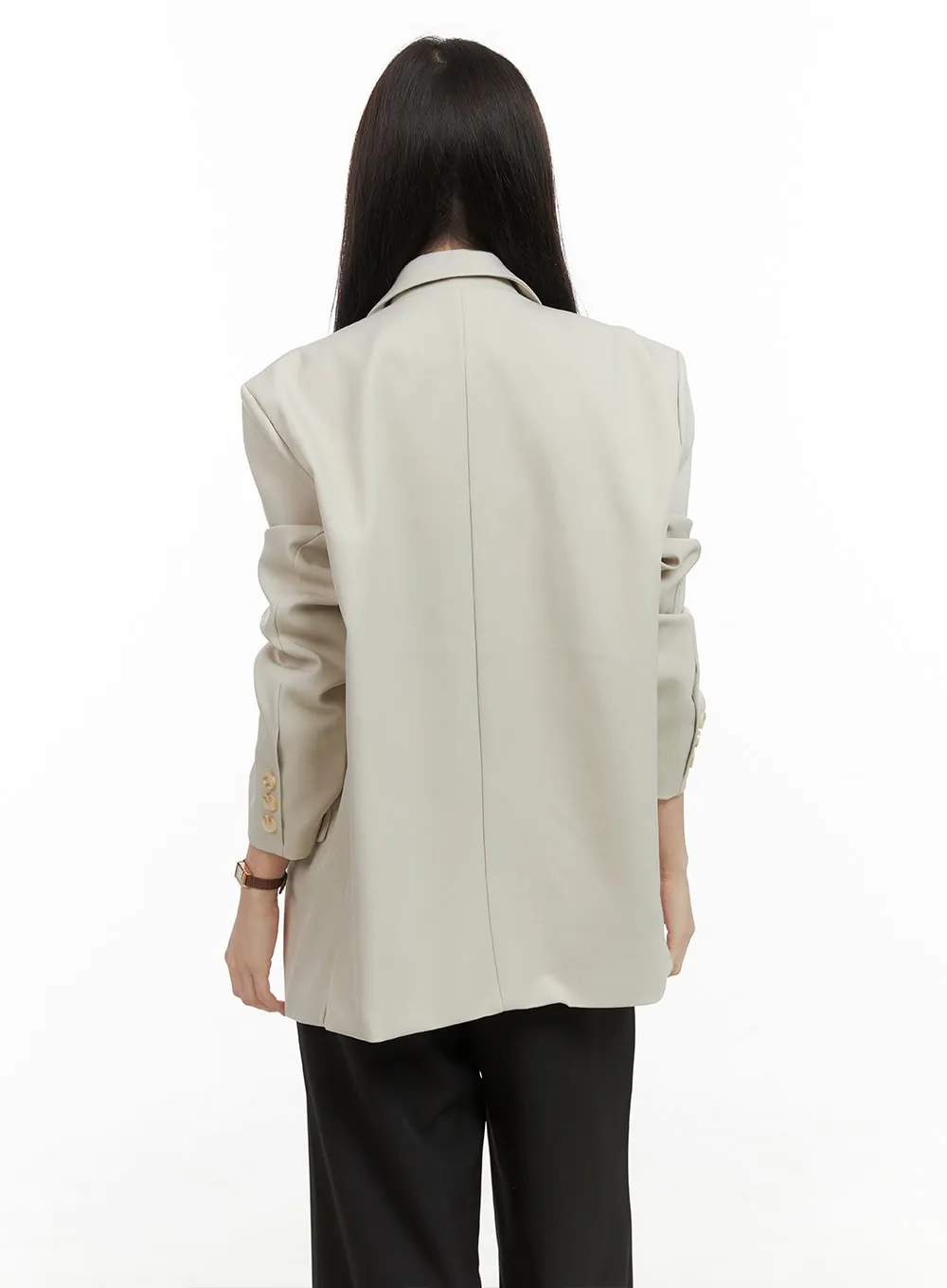 Oversized Collared Button-Up Blazer OG416