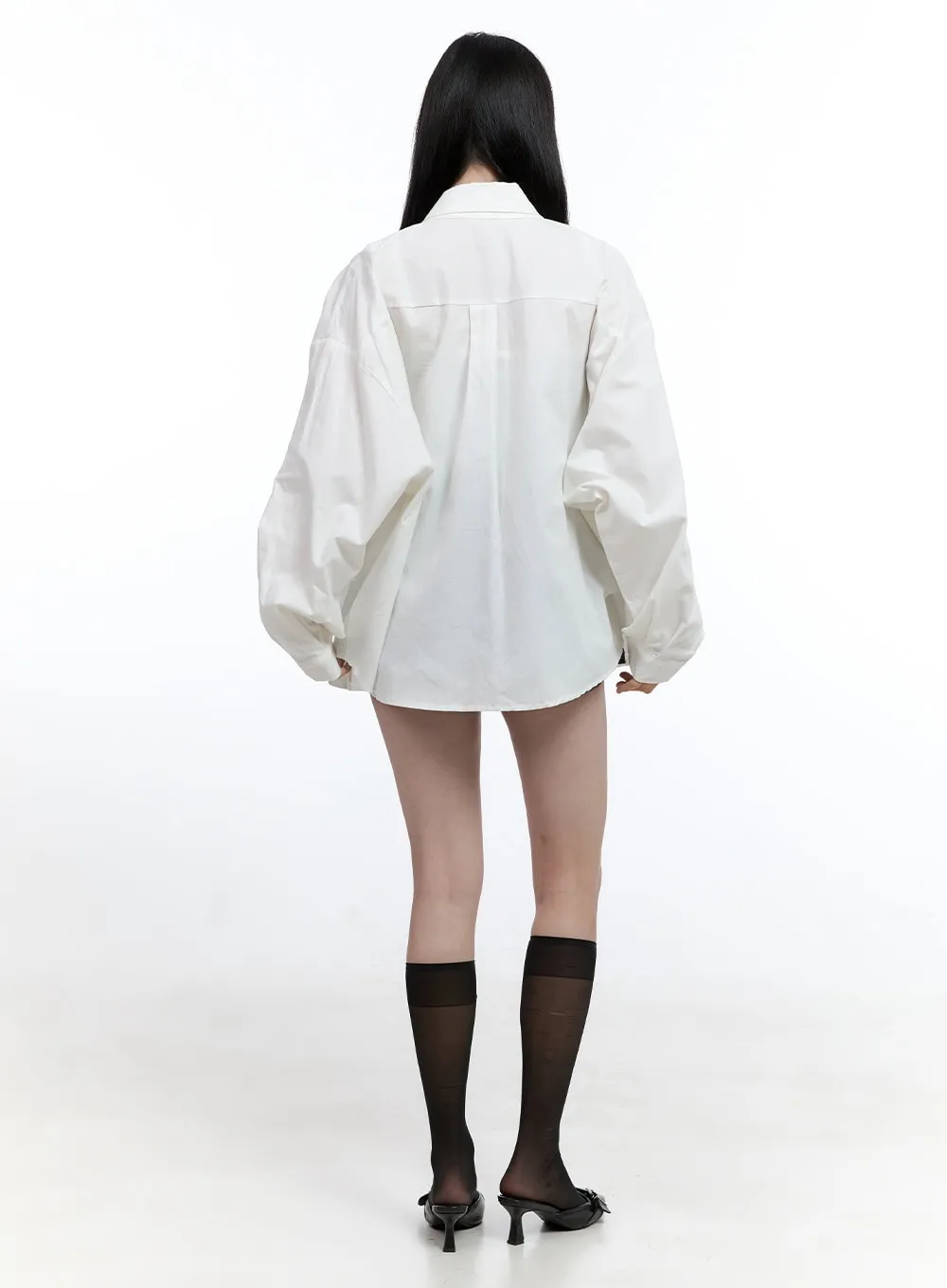 Oversized Cotton Collared Shirt OO429