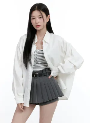 Oversized Cotton Collared Shirt OO429