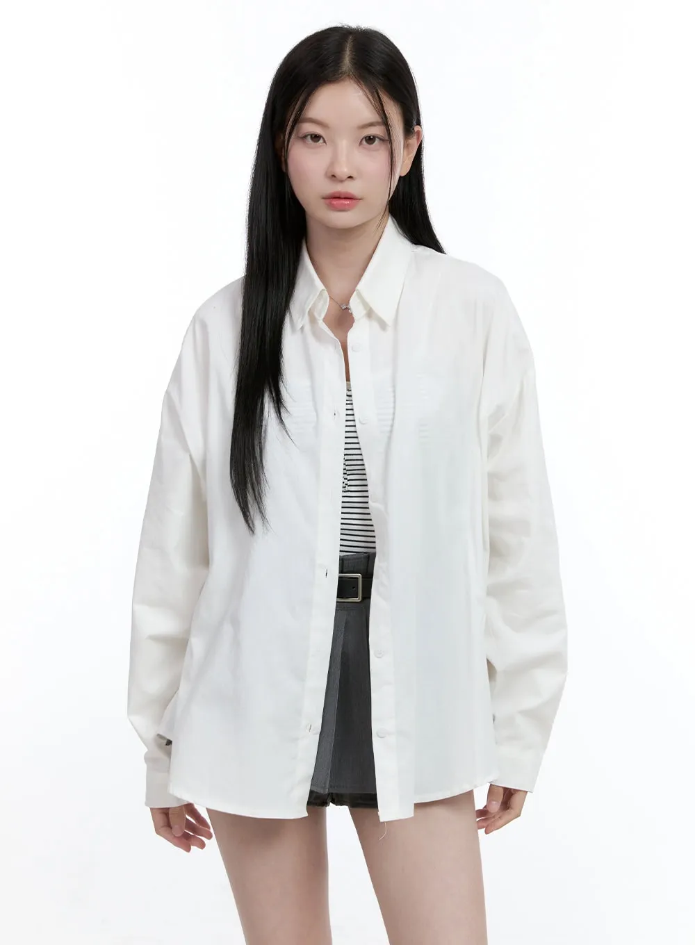 Oversized Cotton Collared Shirt OO429