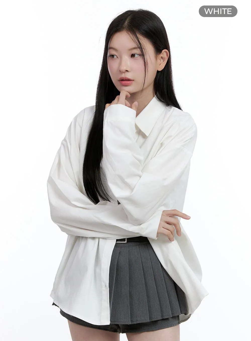 Oversized Cotton Collared Shirt OO429