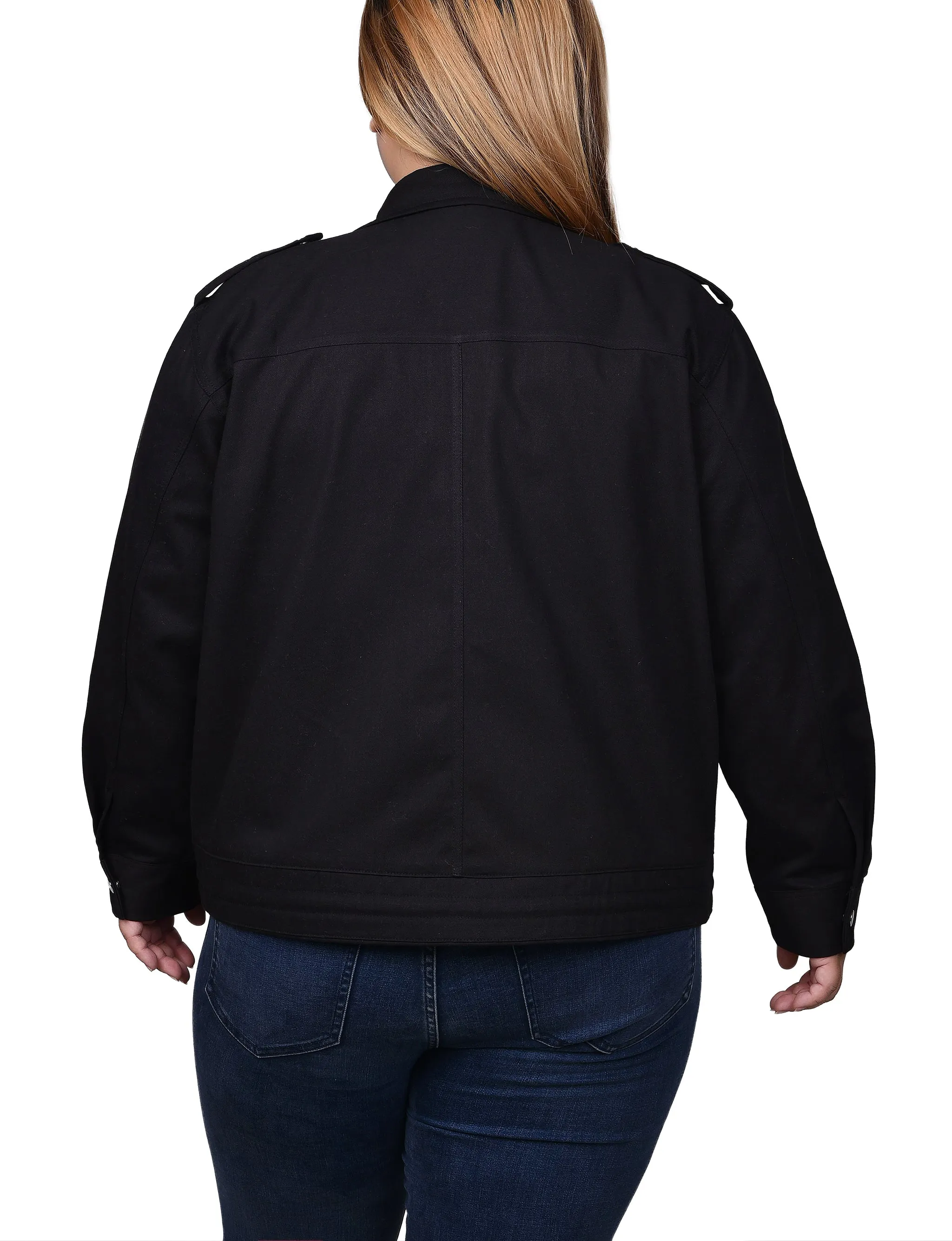 Plus Size Long Sleeve Twill Jacket