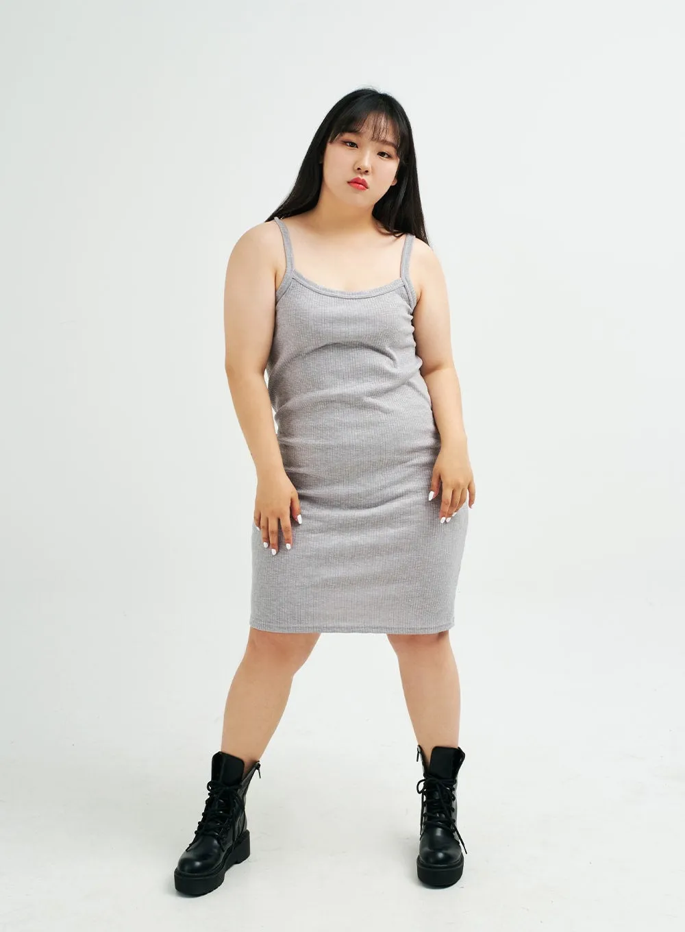 Plus Sleeveless Ribbed Midi Dress IY24