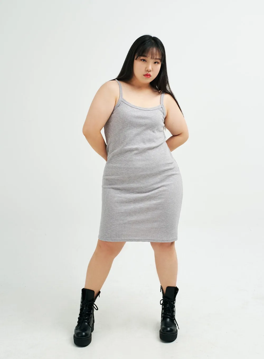 Plus Sleeveless Ribbed Midi Dress IY24