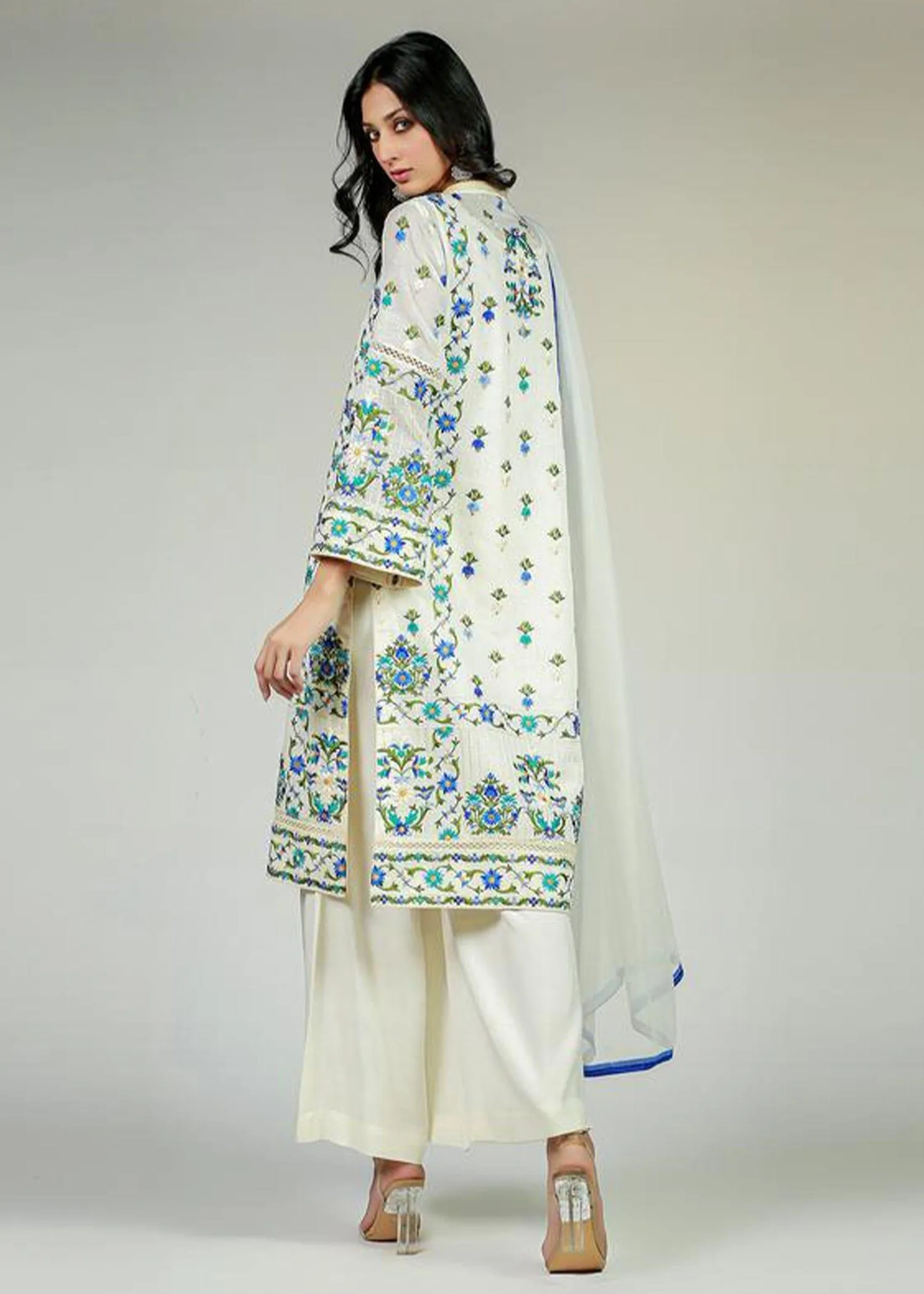 Rizwan Beyg Design - Anatalya Chikan Kurta - Cotton Karandi - 3 Piece