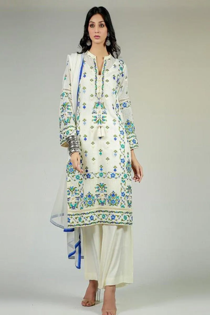 Rizwan Beyg Design - Anatalya Chikan Kurta - Cotton Karandi - 3 Piece