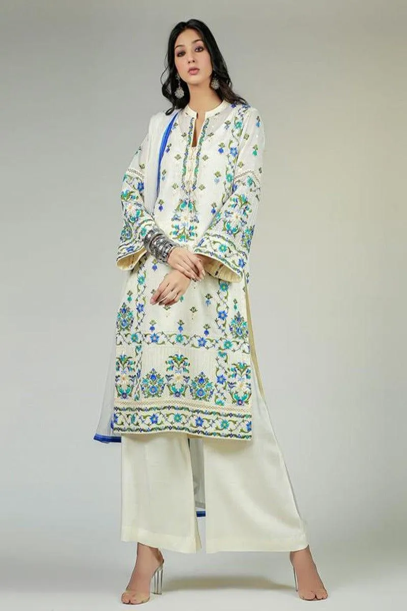 Rizwan Beyg Design - Anatalya Chikan Kurta - Cotton Karandi - 3 Piece